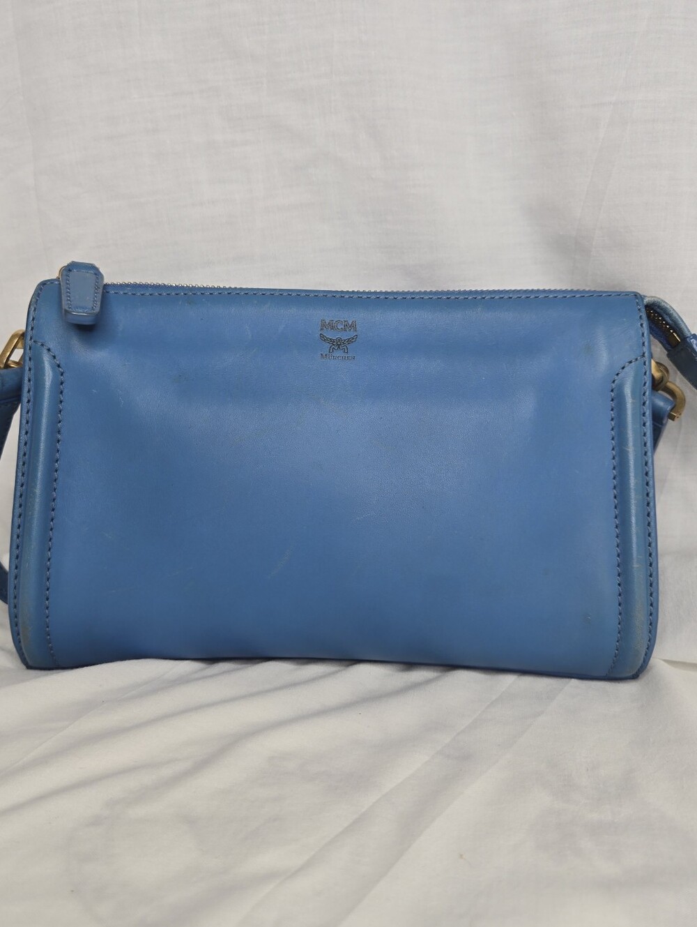 MCM Blue Leather Shoulder Bag